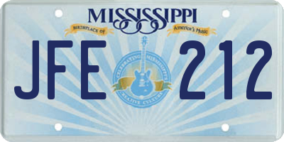 MS license plate JFE212
