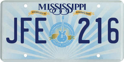 MS license plate JFE216