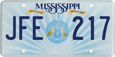 MS license plate JFE217