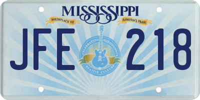 MS license plate JFE218