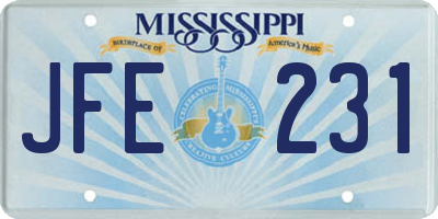 MS license plate JFE231