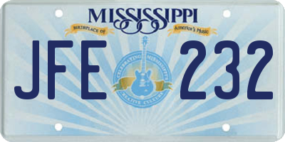 MS license plate JFE232