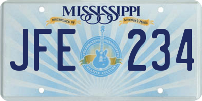 MS license plate JFE234