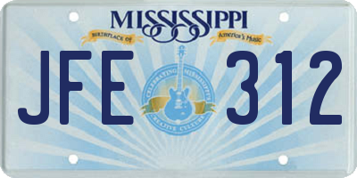 MS license plate JFE312