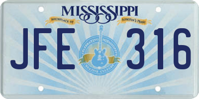 MS license plate JFE316