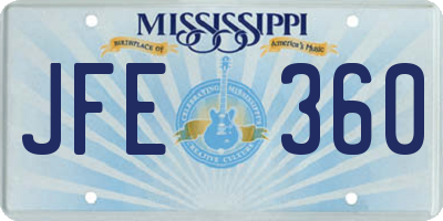 MS license plate JFE360