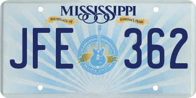 MS license plate JFE362