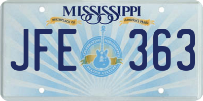MS license plate JFE363