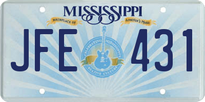 MS license plate JFE431