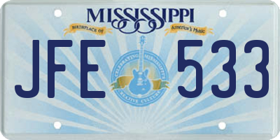 MS license plate JFE533