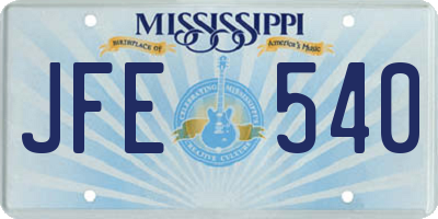 MS license plate JFE540