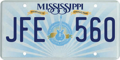 MS license plate JFE560