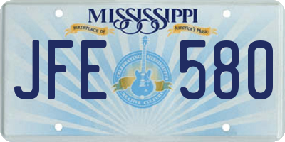 MS license plate JFE580