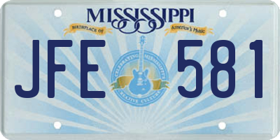 MS license plate JFE581