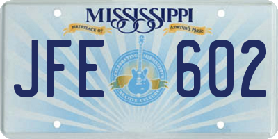 MS license plate JFE602