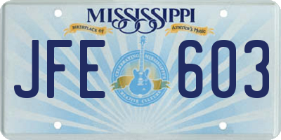 MS license plate JFE603