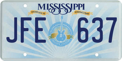MS license plate JFE637