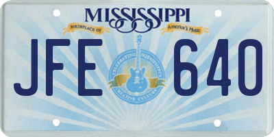 MS license plate JFE640