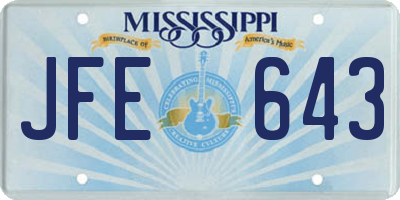 MS license plate JFE643