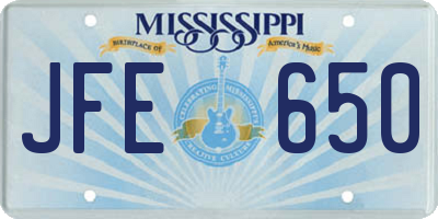 MS license plate JFE650