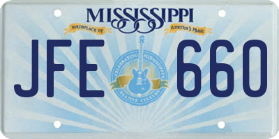 MS license plate JFE660