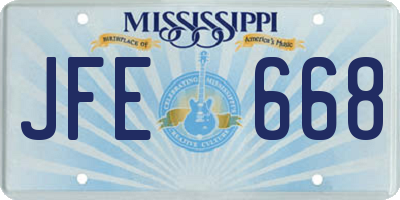 MS license plate JFE668
