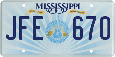 MS license plate JFE670