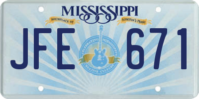 MS license plate JFE671