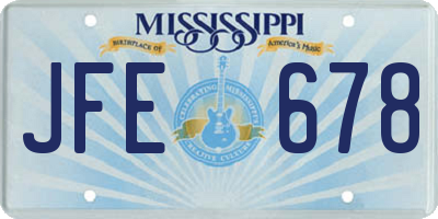 MS license plate JFE678