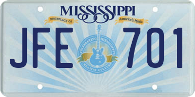 MS license plate JFE701