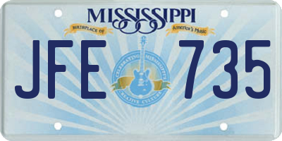 MS license plate JFE735
