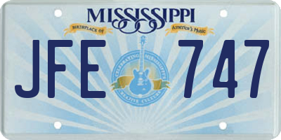 MS license plate JFE747