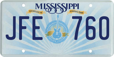 MS license plate JFE760