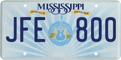 MS license plate JFE800