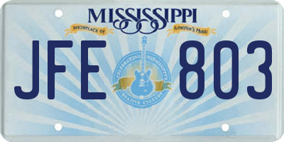 MS license plate JFE803