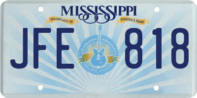 MS license plate JFE818