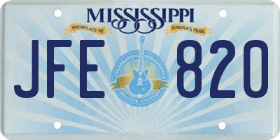 MS license plate JFE820