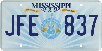 MS license plate JFE837