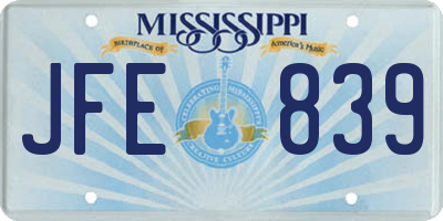 MS license plate JFE839