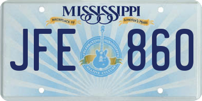 MS license plate JFE860