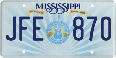 MS license plate JFE870