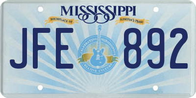 MS license plate JFE892