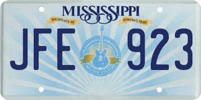 MS license plate JFE923