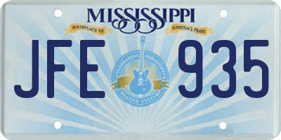 MS license plate JFE935