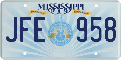 MS license plate JFE958