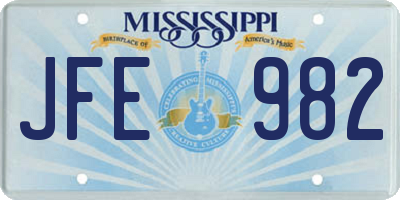 MS license plate JFE982