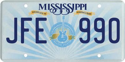 MS license plate JFE990