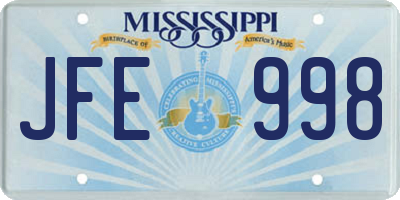 MS license plate JFE998