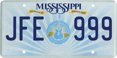 MS license plate JFE999