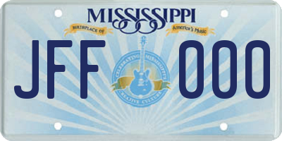 MS license plate JFF000